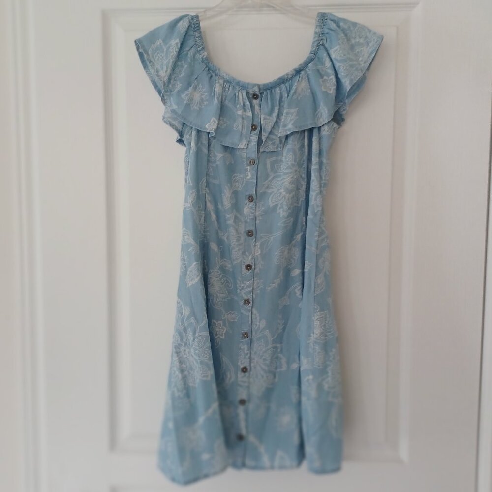 Mudd Midi Dress Women XS Light Blue A-line 100% Lyocel Made In India